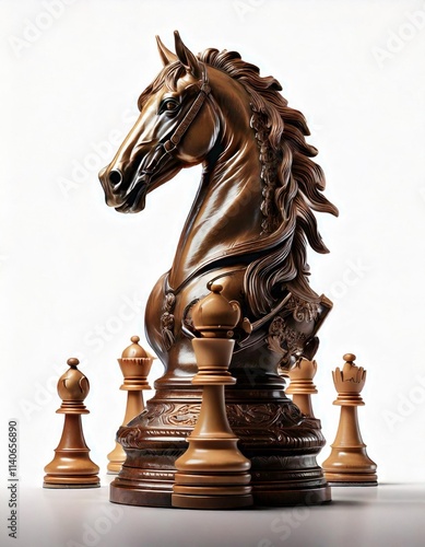 Strategic Leap of a Chess Knight Boardroom Digital Illustration Creative Space Side View Vision of Tactics