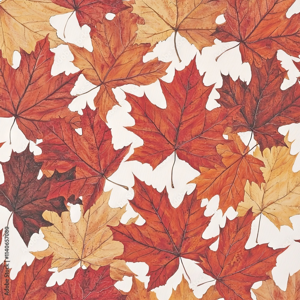 A collection of colorful autumn leaves in various shades of red and orange. A collection of colorful autumn leaves in various shades of red and orange.