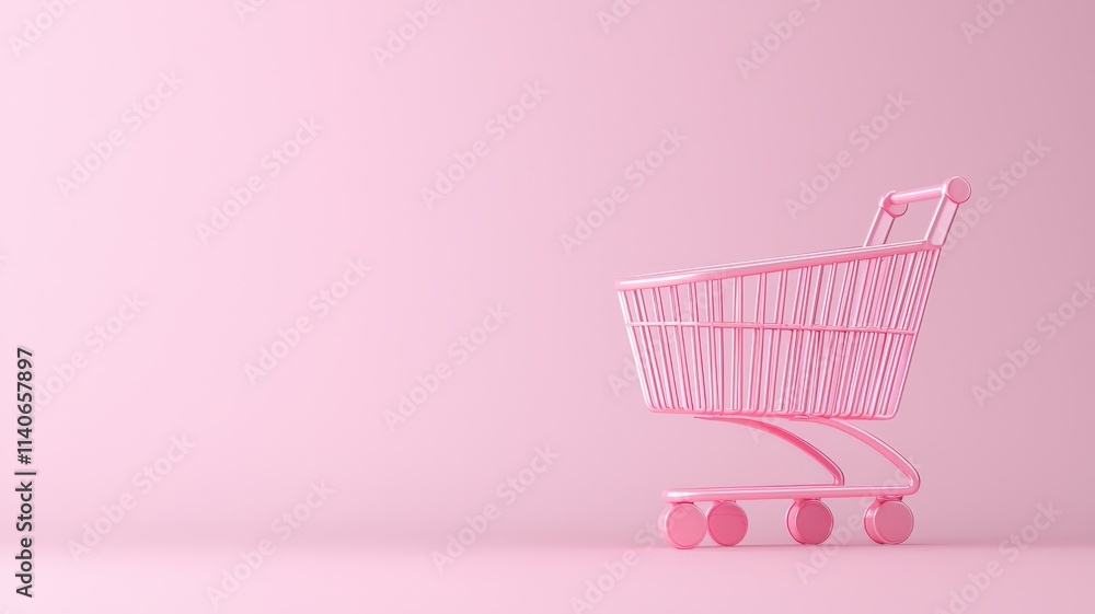 value and price concept. Pink shopping cart on a soft pink background for retail and ecommerce themes. value and price concept. Pink shopping cart on a soft pink background for retail and ecommerce themes.