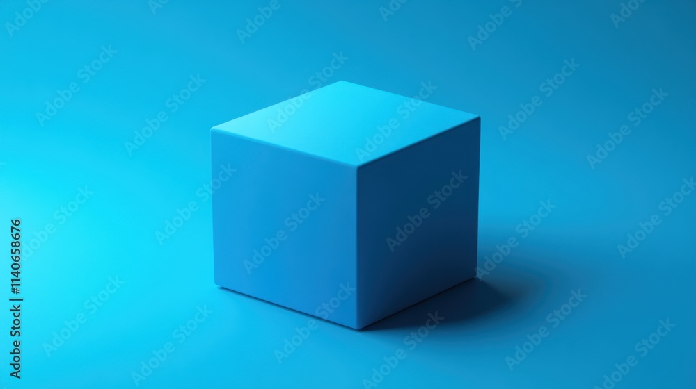 Solid blue cube on blue background. Solid blue cube on blue background.