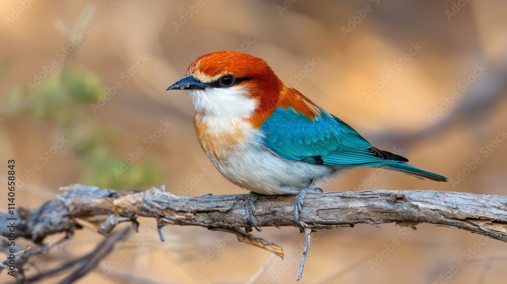 Fototapeta premium A colorful bird perched on a branch in a natural setting.