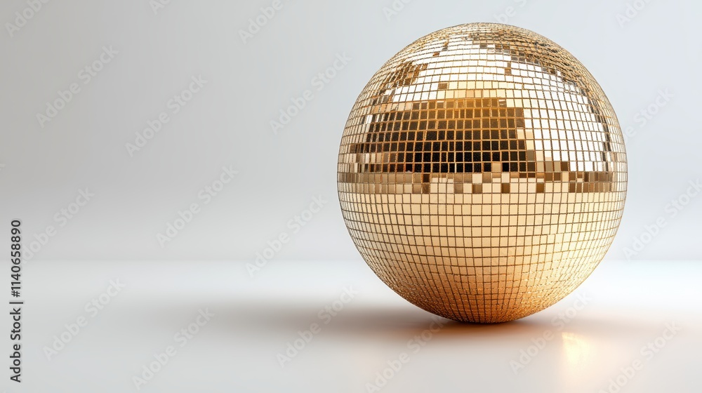 Disco ball golden mirror isolated on white background. Disco ball golden mirror isolated on white background.