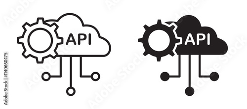 API Icon set in black color for ui designs