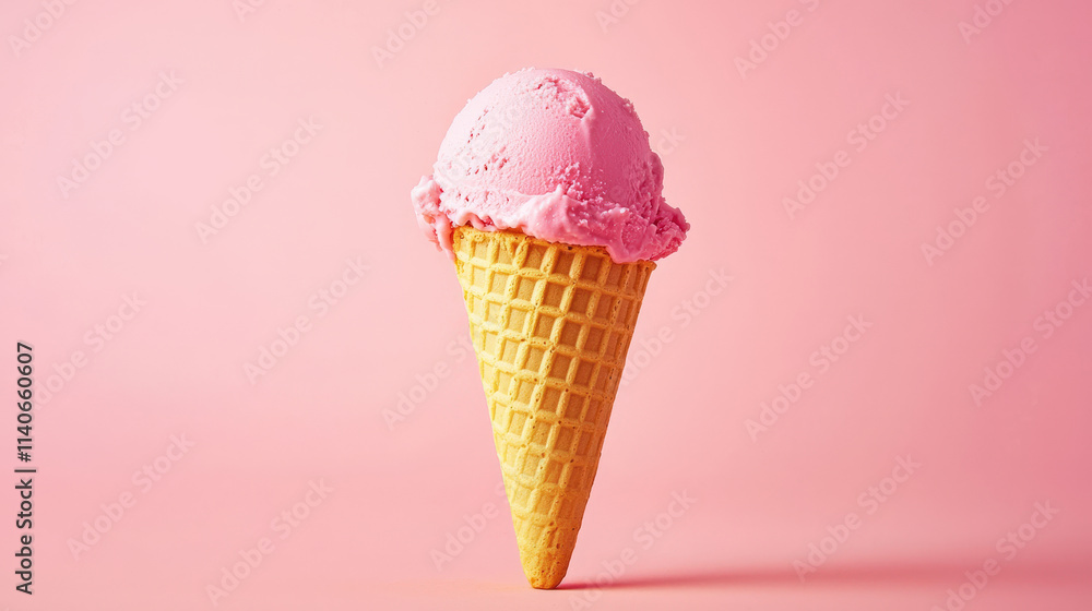 Sweet and Colorful Ice Cream Cone on Pink Background Perfect for Summer Treats and Dessert Inspiration in Food Photography Sweet and Colorful Ice Cream Cone on Pink Background Perfect for Summer Treats and Dessert Inspiration in Food Photography