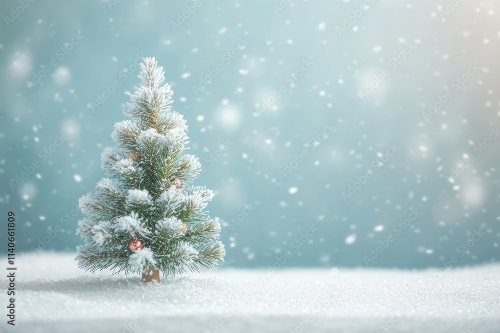 Beautifully Decorated Christmas Tree in Winter Scene Beautifully Decorated Christmas Tree in Winter Scene