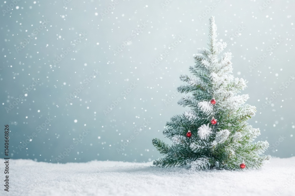 Obraz premium Beautifully Decorated Christmas Tree in Winter Setting