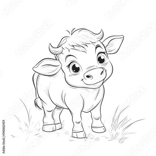 Cute cow vector design perfect for children's coloring activities in a playful farm setting