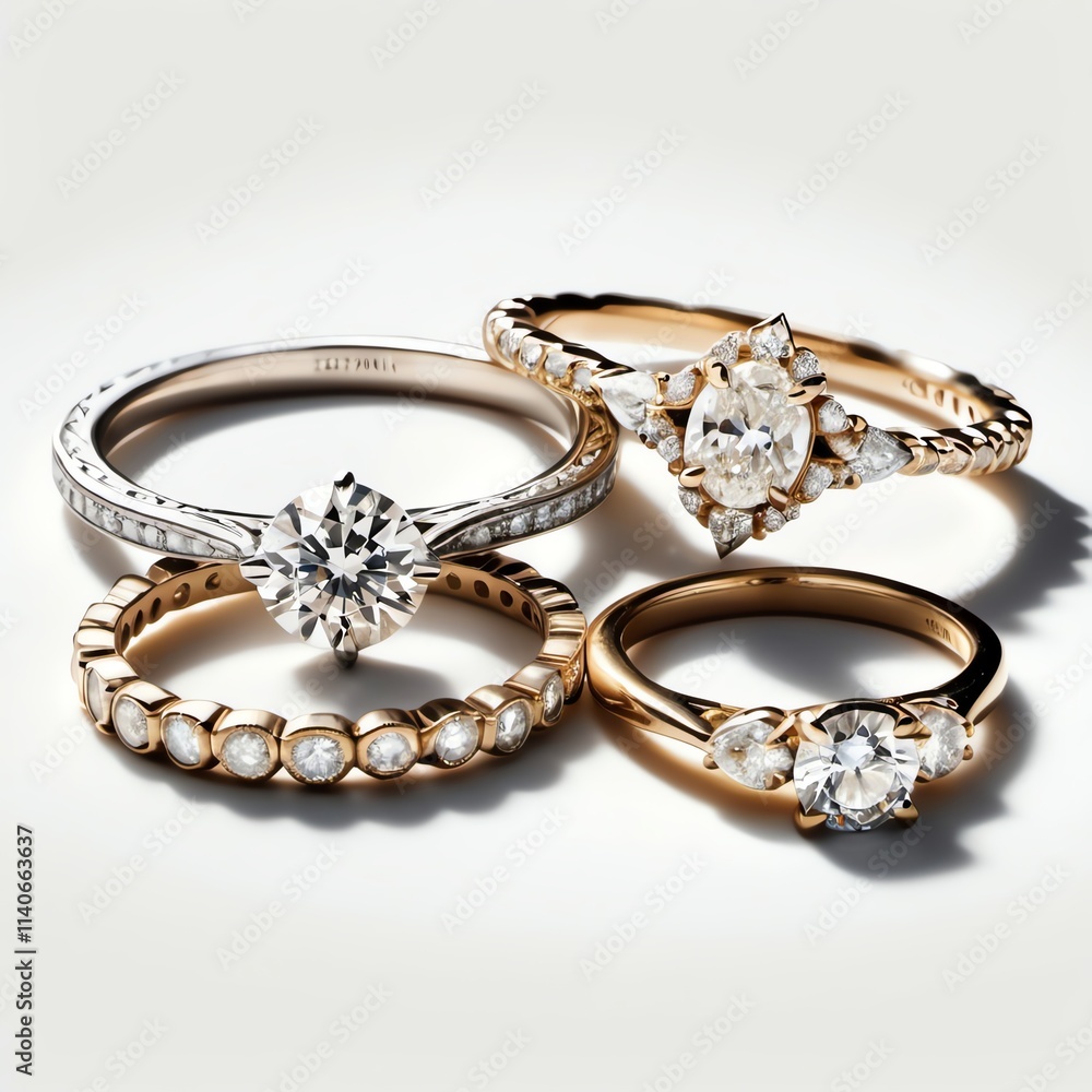 Elegant diamond and gold rings arrangement. Elegant diamond and gold rings arrangement.
