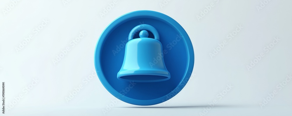 Fototapeta premium Blue notification bell icon symbolizing alert and reminder