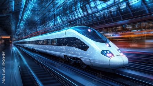 Wallpaper Mural A network map of a high-speed rail system projected on a digital display, symbolizing interconnected travel Torontodigital.ca