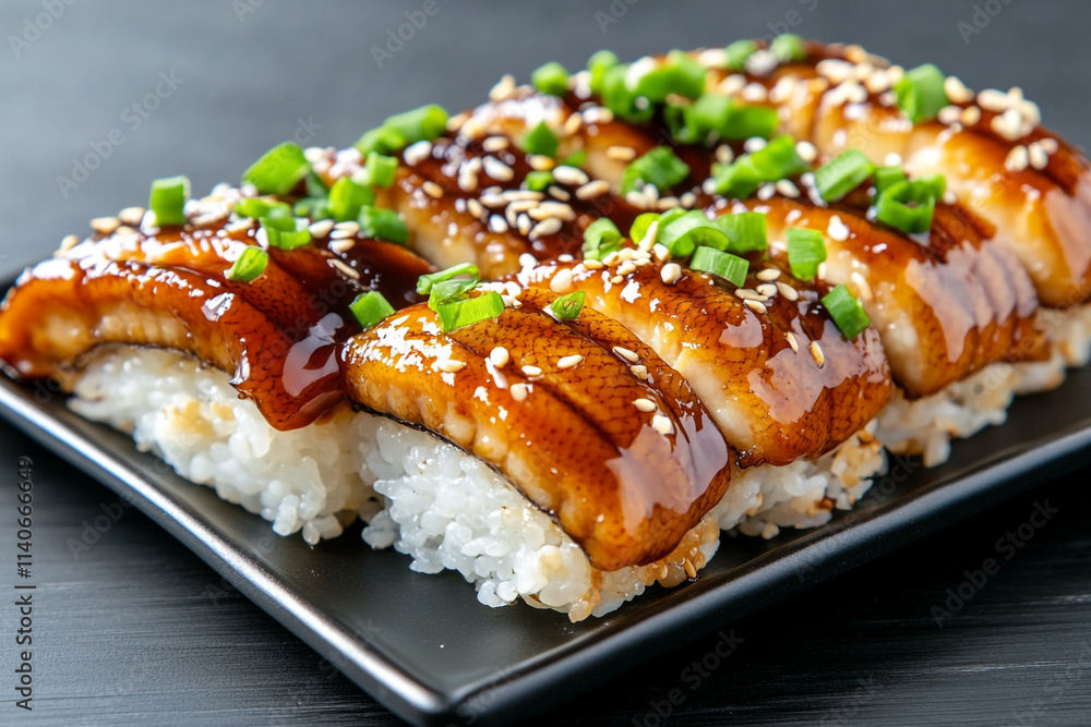 Delicious Teriyaki Eel Appetizer Plate with 6 Small Pieces | Japanese Cuisine Delicious Teriyaki Eel Appetizer Plate with 6 Small Pieces | Japanese Cuisine