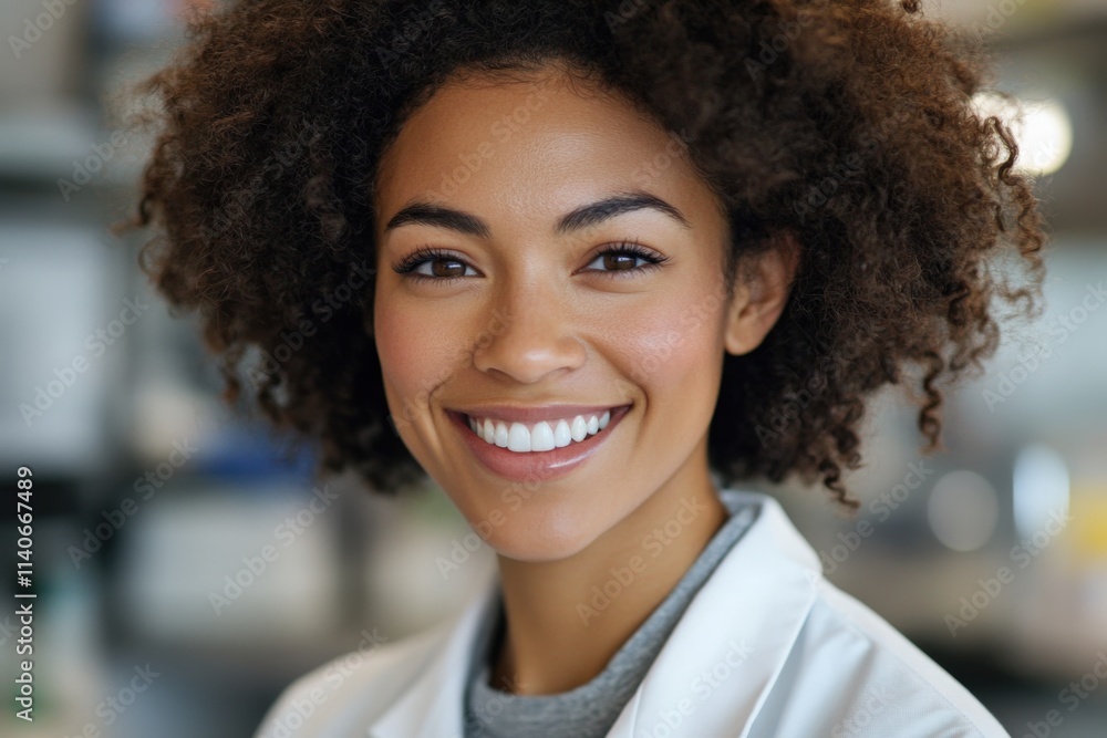 Portrait of a woman in a lab coat smiling Portrait of a woman in a lab coat smiling