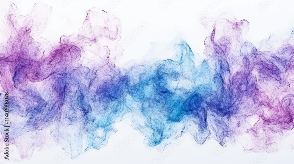 Fototapeta premium Swirling purple and blue smoke on white.