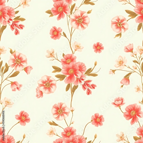 Wallpaper Mural Floral Delight: Peach Blossom Seamless Pattern  Torontodigital.ca