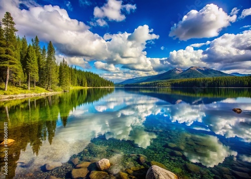 Shoshone Lake Yellowstone National Park Candid Photography: Pristine Waters, Majestic Mountains photo