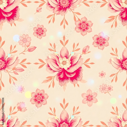 Romantic Peach Floral Pattern 