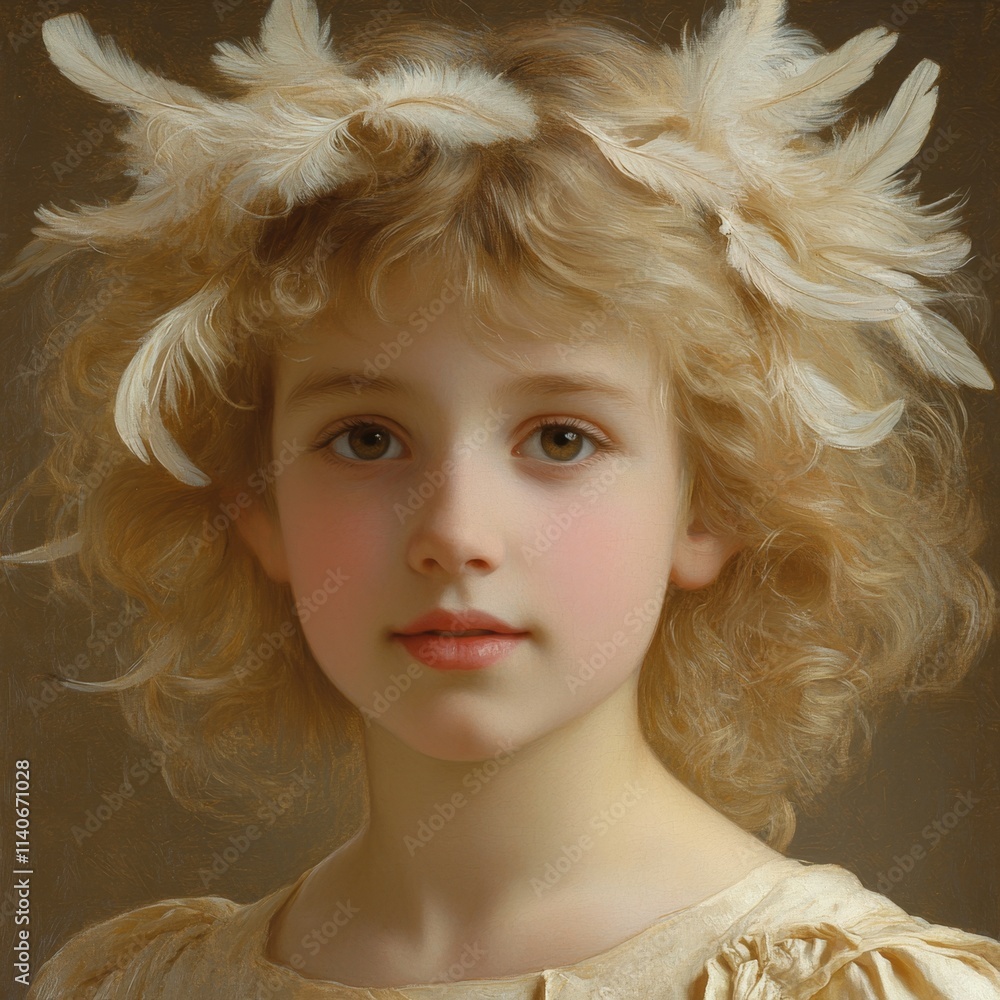 Portrait of a Young Girl with Feather Crown Portrait of a Young Girl with Feather Crown