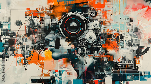 Abstract Mechanical Portrait Illustration photo