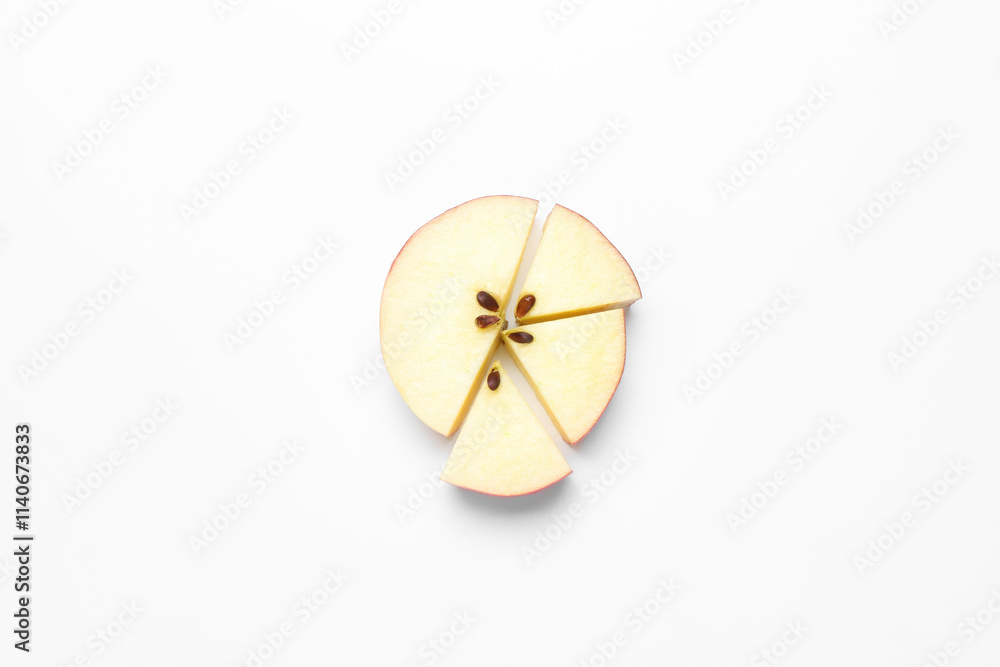 Pieces of fresh apple on white background, top view Pieces of fresh apple on white background, top view