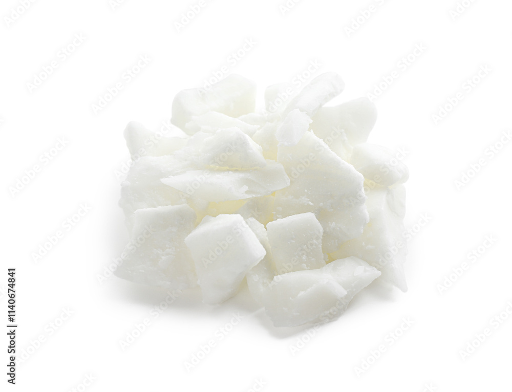 Pile of soy wax isolated on white Pile of soy wax isolated on white