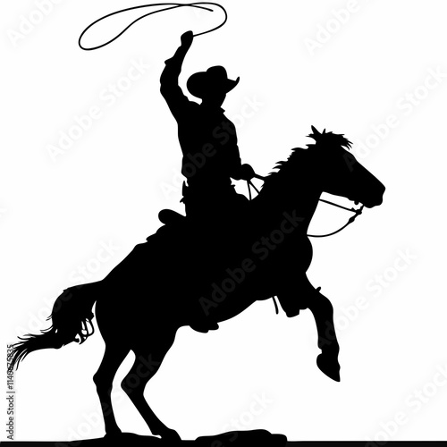 cowboy horse, silhouette, vector, animal, illustration, black