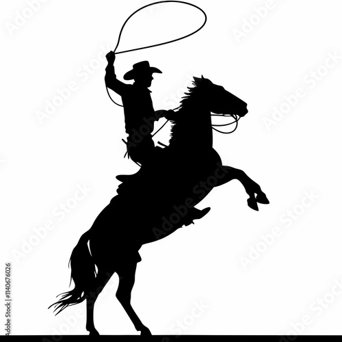 cowboy horse, silhouette, vector, animal, illustration, black