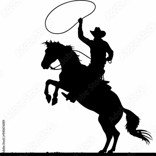  cowboy horse, silhouette, vector ai