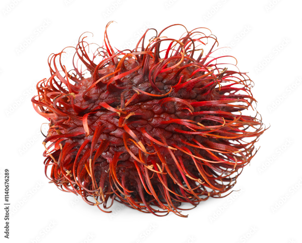 Fototapeta premium Delicious ripe rambutan isolated on white. Exotic fruit