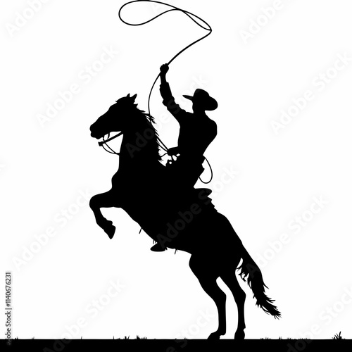 cowboy horse, silhouette, vector, animal, illustration, black