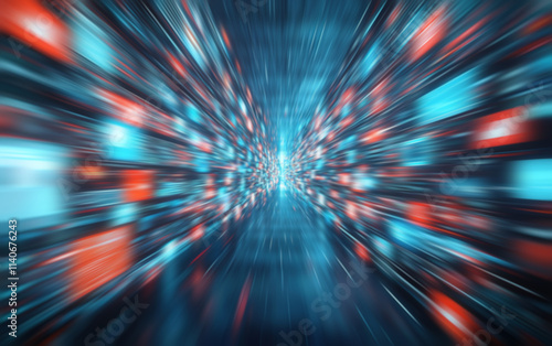 Technology background with long exposure ,motion and radial blur effect. Generative ai