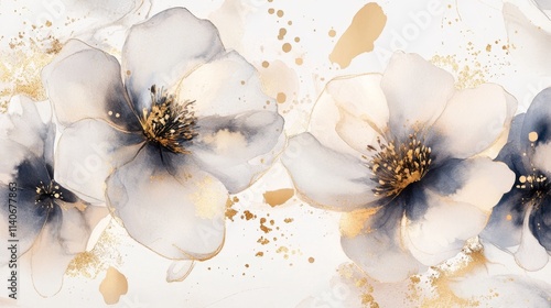 Elegant floral watercolor artwork abstract design modern decor calm atmosphere soft palette visual art concept