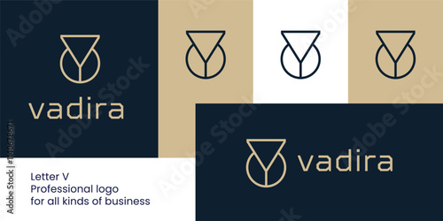 Stylish Letter V Logo with Wine Glass Shape