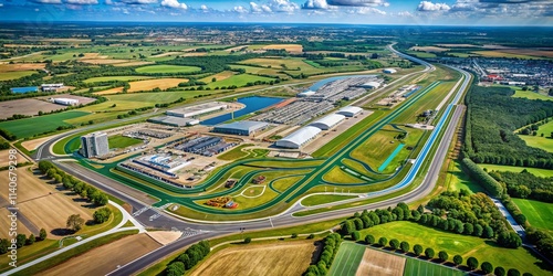 Silverstone Circuit Race Track Map: Aerial View, Left-Aligned Layout, Ample Copy Space