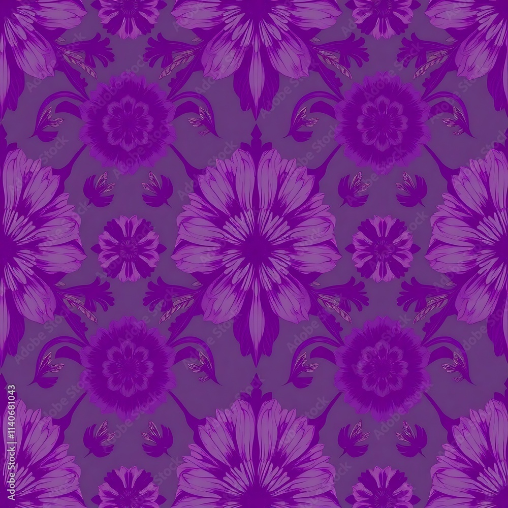 Obraz premium Purple Floral Damask Pattern