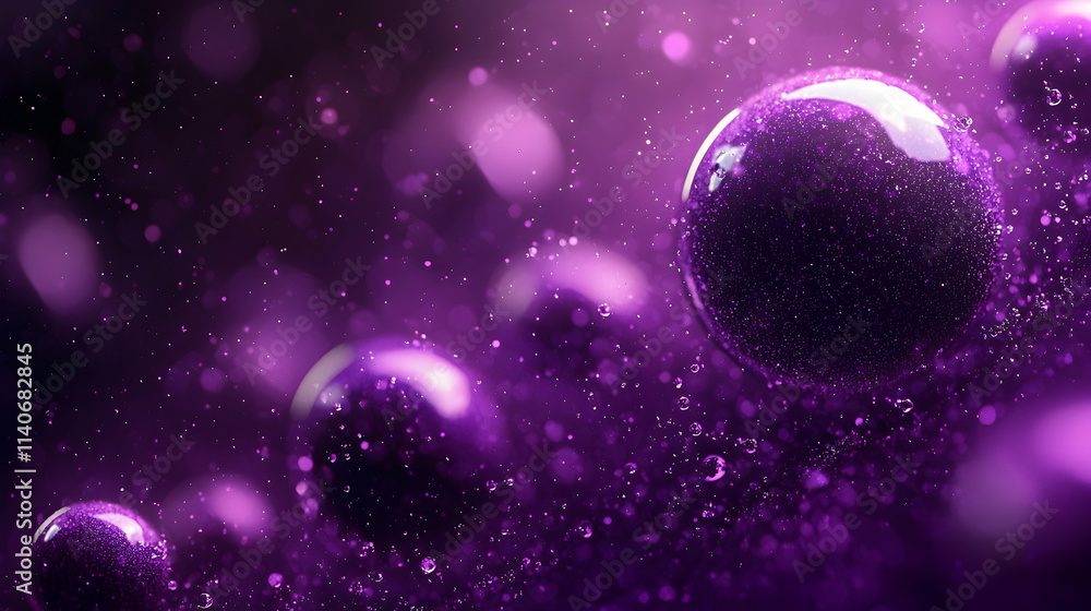 Fototapeta premium Purple Abstract 3D Background with Glowing Spheres
