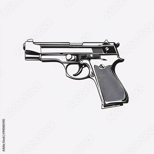 Black and White Handgun Illustration photo