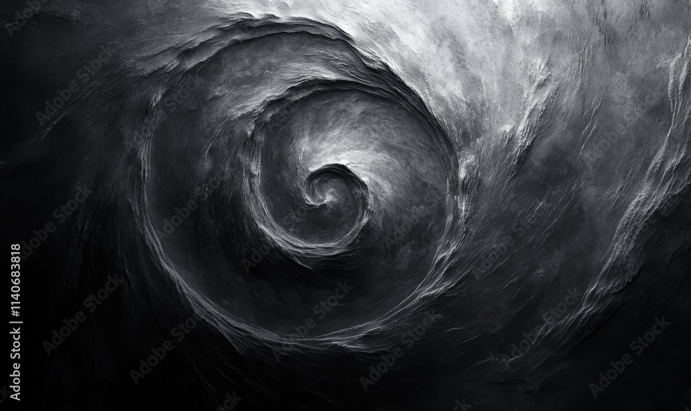 Naklejka premium Monochrome gray swirl with grainy distorted texture, bare web, Generative AI