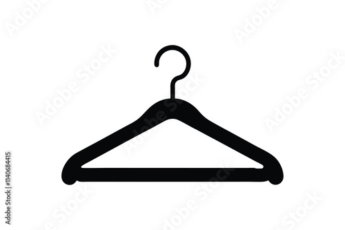 "Wooden Coat Hanger Vector Illustration in Icon Silhouette Style"


