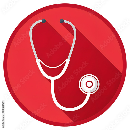 red stethoscope isolated on white