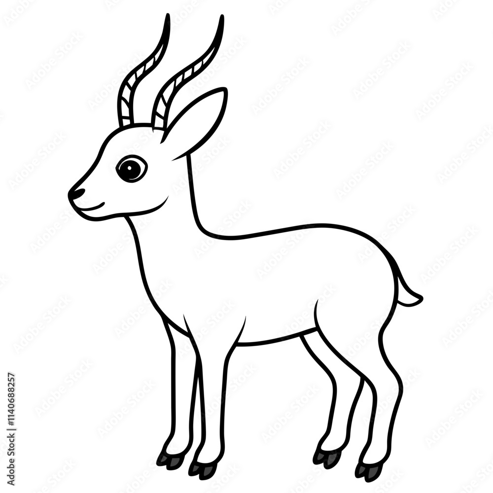 Fototapeta premium cute springbok line art vector 
