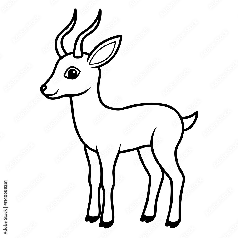 Fototapeta premium cute springbok line art vector 