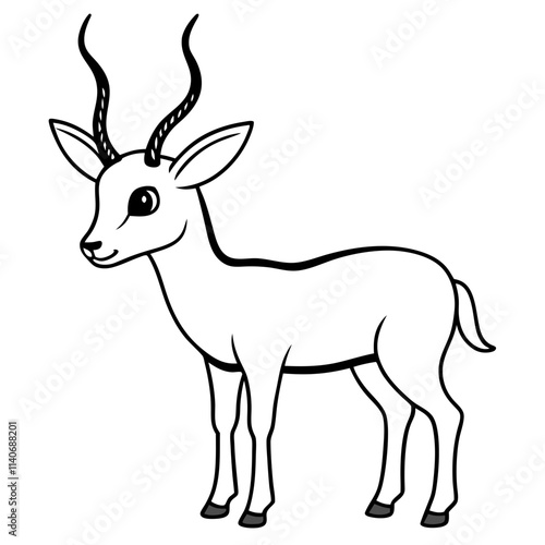 cute springbok line art vector 