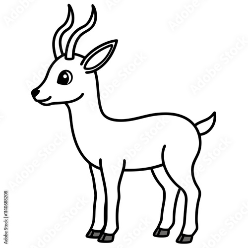 cute springbok  line art vector 