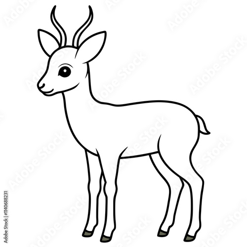 cute springbok  line art vector 