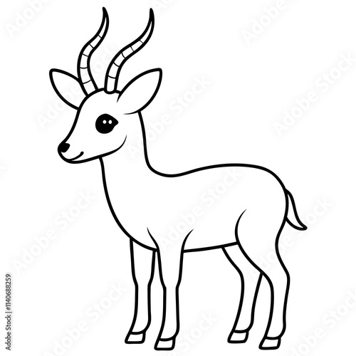 cute springbok  line art vector 