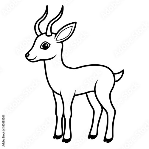 cute springbok  line art vector 