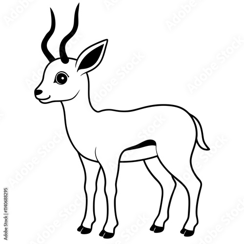 cute springbok  line art vector 