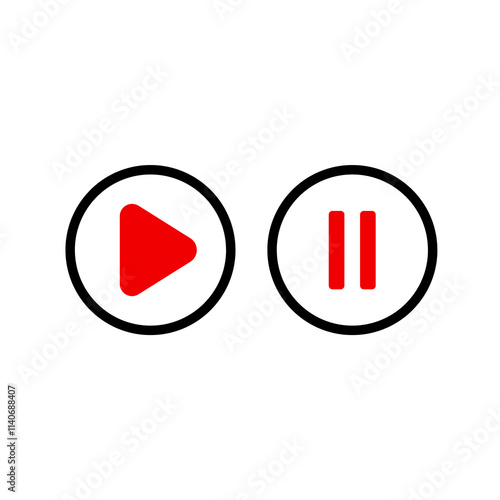 Circle Play and Pause Icon. Media Player Buttons icon set