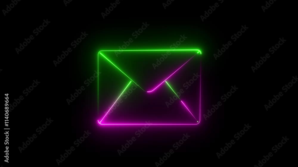 Glowing neon speech bubble icon. pink message box animation icon. Receive message with conversation notice black background. Glowing neon speech bubble icon. pink message box animation icon. Receive message with conversation notice black background.