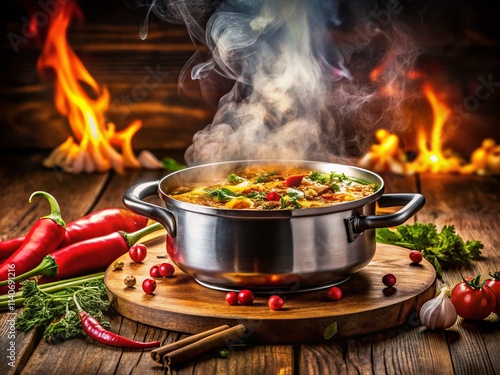 Steaming Hot Pot, Delicious Asian Cuisine, Food Photography, Culinary Image, Steam, Pot, Cooking, Recipe, Food, Asian Food, Dinner, Lunch, Healthy, Delicious, Restaurant, Home Cooking,  